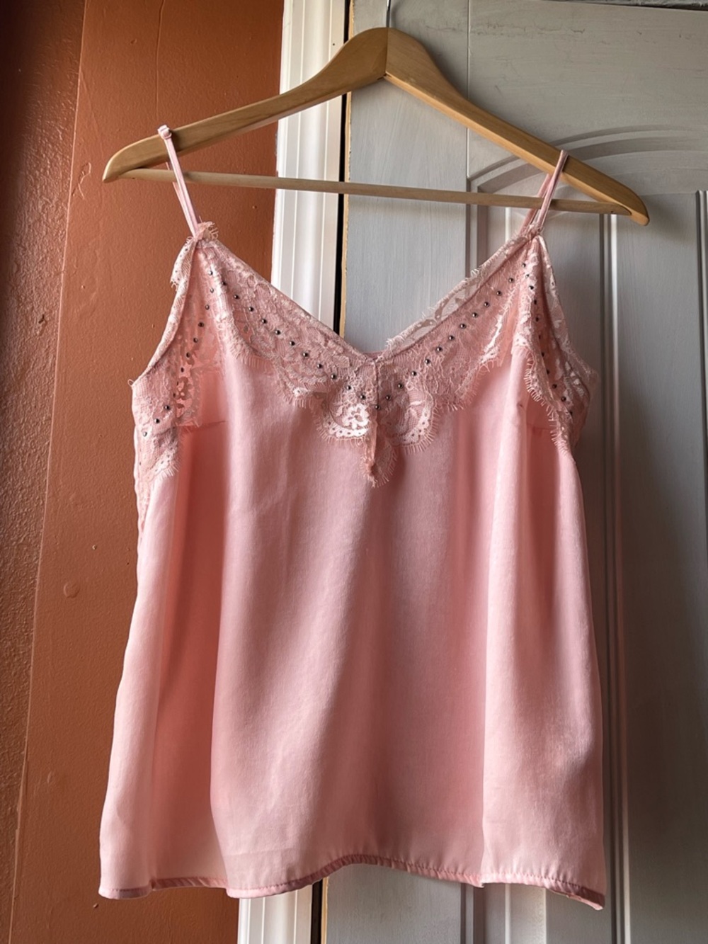 H&M Pink Satin Lace Trim Camisole